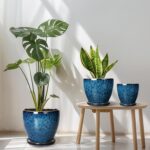 Plant Pots Indoor, Ceramic Planters Pots with Drainage Holes and Saucers, 10+8+6... - Image 3