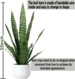 Artificial Snake Plant 22.5" Faux Agave Fake Sansevieria Artificial Potted Plant... - Image 3