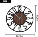 LEIKE Large Wall Clocks,Silent,Non Ticking,Battery Operated Rustic Round Modern ... - Image 5