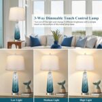 Table Lamps Set of 2 with Touch Control, Modern Glass Bedside Lamps with USB A+C... - Image 3