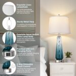 Table Lamps Set of 2 with Touch Control, Modern Glass Bedside Lamps with USB A+C... - Image 4