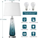 Table Lamps Set of 2 with Touch Control, Modern Glass Bedside Lamps with USB A+C... - Image 5