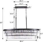 TOCHIC Chandelier 40 inch, Farmhouse Black Crystal Chandelier, Kitchen Island Li... - Image 6