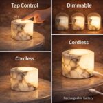 Natural Marble Touch Light Onyx Marble Luxury Table Lamp,Caring Dimmable LED Bed... - Image 5