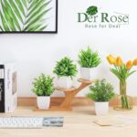 Der Rose 4 Pack Small Fake Plants Mini Artificial Faux Plants in Pots for Home O... - Image 5