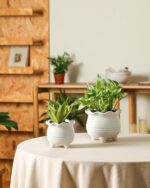 Fayoula Ceramic Planter, 2 Piece Ceramic Planter Set with Drainage Hole for Home... - Image 5