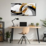 AUUZAIUA Large Abstract Canvas Wall Art for Living Room Black White and Gold Min... - Image 4