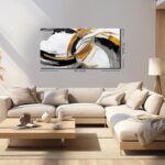 AUUZAIUA Large Abstract Canvas Wall Art for Living Room Black White and Gold Min... - Image 6