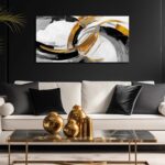 AUUZAIUA Large Abstract Canvas Wall Art for Living Room Black White and Gold Min... - Image 8