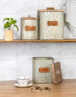 Red Co. Set of 3 Pre-Labeled Sugar, Coffee & Flour Distressed Metal Storage Cani... - Image 3