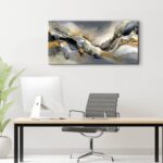 Black and Gold Abstract Wall Art Decor for Living Room Abstract Marble Canvas Pr... - Image 3
