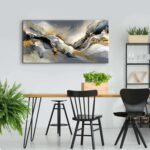 Black and Gold Abstract Wall Art Decor for Living Room Abstract Marble Canvas Pr... - Image 5