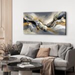 Black and Gold Abstract Wall Art Decor for Living Room Abstract Marble Canvas Pr... - Image 7