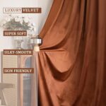 YOFUN 84 inches 2 Panels, Burnt Orange Blackout Luxury Velvet Curtains Thermal I... - Image 3