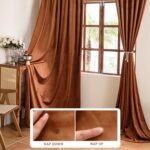 YOFUN 84 inches 2 Panels, Burnt Orange Blackout Luxury Velvet Curtains Thermal I... - Image 4