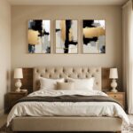 Abstract Black Gold Framed Canvas Wall Art Set,Modern Minimalist Black White Wal... - Image 6