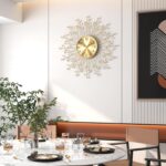 Large Modern Gold Wall Clock Decorative Mid Century Sunburst Branch Wall Clocks,... - Image 3