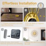Large Modern Gold Wall Clock Decorative Mid Century Sunburst Branch Wall Clocks,... - Image 4