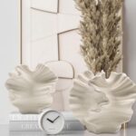 Ceramic Vase - Set of 2 for Home Decor,White Flower Shape Pampas Vases Minimalis... - Image 3
