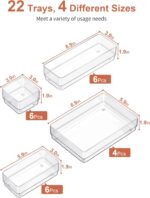 SMARTAKE 22-Piece Drawer Organizer with Non-Slip Silicone Pads, 4-Size Clear Des... - Image 3