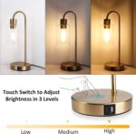 Gold Table Lamp with USB Port, 3 Way Dimmable Touch Control Bedside Lamp, Modern... - Image 3
