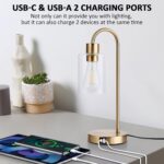 Gold Table Lamp with USB Port, 3 Way Dimmable Touch Control Bedside Lamp, Modern... - Image 4