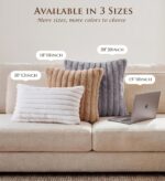 Set of 2 Decorative Throw Pillow Covers 18x18 Faux Fur, Soft Plush Striped Squar... - Image 7