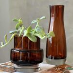 11" H Amber Vase,3.5lb Glass Vase Large for Home Decoration, Noble Amber Flower ... - Image 5