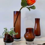 11" H Amber Vase,3.5lb Glass Vase Large for Home Decoration, Noble Amber Flower ... - Image 7