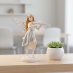 Comfy Hour 7" White and Silver Butterfly Fairy Playing Violin Figurine, Musical ... - Image 4