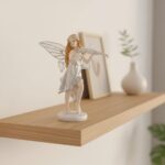 Comfy Hour 7" White and Silver Butterfly Fairy Playing Violin Figurine, Musical ... - Image 5