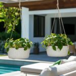 La Jolie Maison Large Hanging Planters - 12 Inch Outdoor Flower Pots, Hanging Wh... - Image 4