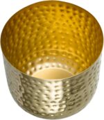 MyGift 6-Inch Shiny Brass Tone Metal Plant Pot with Hammered Texture, Cylindrica... - Image 5