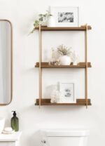 Kate and Laurel Dominic Modern Metal Bathroom Shelf; 20 x 7 x 30; Dark Gold; Sle... - Image 5