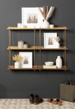 Kate and Laurel Dominic Modern Metal Bathroom Shelf; 20 x 7 x 30; Dark Gold; Sle... - Image 6