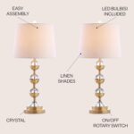 JONATHAN Y 27.5" Clear/Brass Gold Crystal LED Table Lamp Set of 2 for Bedroom, M... - Image 4
