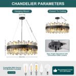 Chandeliers for Living Room D23.6 in, Modern Crystal Chandelier,Glam Metal Black... - Image 4