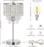 Touch Control Crystal Table Lamp with USB C+A Charging Ports, 3-Way Dimmable Bed... - Image 3