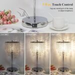 Touch Control Crystal Table Lamp with USB C+A Charging Ports, 3-Way Dimmable Bed... - Image 4