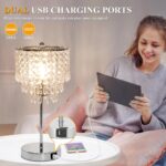 Touch Control Crystal Table Lamp with USB C+A Charging Ports, 3-Way Dimmable Bed... - Image 5
