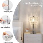 Touch Control Crystal Table Lamp with USB C+A Charging Ports, 3-Way Dimmable Bed... - Image 6