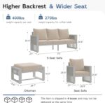 UDPATIO Aluminum Outdoor Furniture Set with Ottoman, 5 Piece Modern Patio Furnit... - Image 3