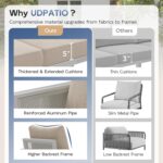 UDPATIO Aluminum Outdoor Furniture Set with Ottoman, 5 Piece Modern Patio Furnit... - Image 8