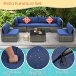 HOMREST 7 Piece Outdoor Patio Furniture, Hand Woven PE Rattan Patio Conversation... - Image 3
