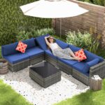 HOMREST 7 Piece Outdoor Patio Furniture, Hand Woven PE Rattan Patio Conversation... - Image 4