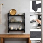 100% Solid Wood Wall Shelf, 3 Tier Vintage Wooden Wall Shelves, Rustic Wall Moun... - Image 5