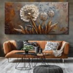 Large White Flower Wall Art with Taupe Background Elegant Flower Framed Floral C... - Image 3