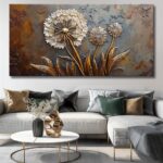 Large White Flower Wall Art with Taupe Background Elegant Flower Framed Floral C... - Image 4