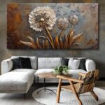 Large White Flower Wall Art with Taupe Background Elegant Flower Framed Floral C... - Image 5