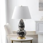 SAFAVIEH Lighting Collection Modern Swirls Black/ White 29-inch Bedroom Living R... - Image 7